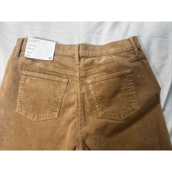 NWT LOFT The Straight High Rise Tan Brown Corduroy Pants Petite Womens Size 30 - Picture 6 of 14